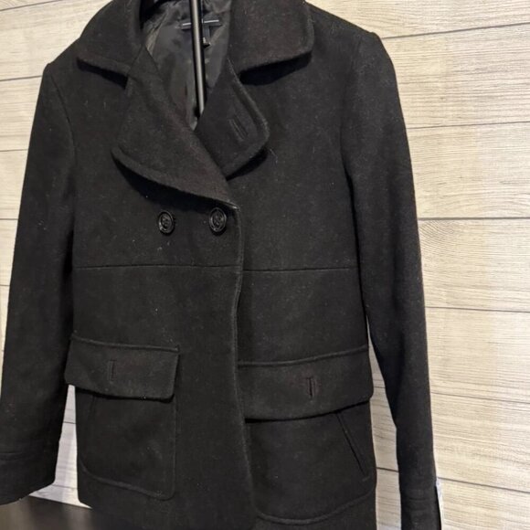 GAP Women’s Pea Coat S Black Wool Blend Double Breasted Holiday 2008 - Picture 5 of 9